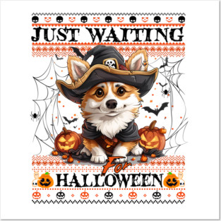 Cute Pembroke Welsh Corgi Halloween Ugly Sweater Posters and Art