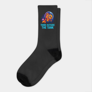 "Think Outside the Tank – Neon Space Goldfish Inspiration Design" Socks