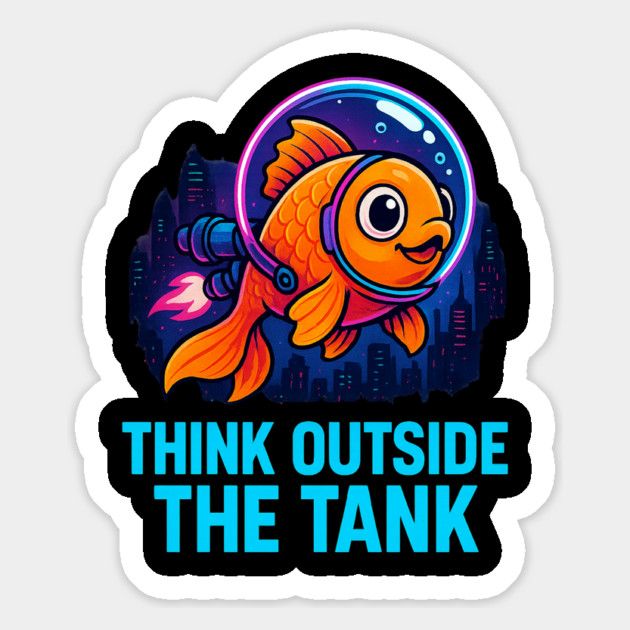 "Think Outside the Tank – Neon Space Goldfish Inspiration Design" Magnet by Anne Lee