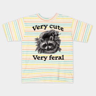 Raccoon Very Cute and Feral, funny peeking racoon Kids T-Shirt