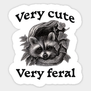 Raccoon Very Cute and Feral, funny peeking racoon Sticker