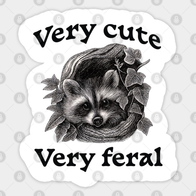 Raccoon Very Cute and Feral, funny peeking racoon Sticker by Luxinda