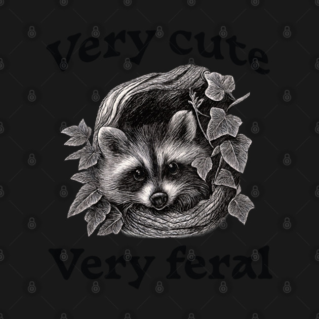 Raccoon Very Cute and Feral, funny peeking racoon by Luxinda