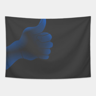 Glossy blue thumbs up icon Tapestry
