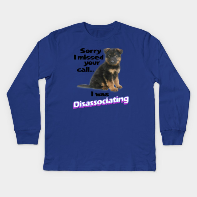 Disassociating Dog Kids Long Sleeve T-Shirt by casualteesinc