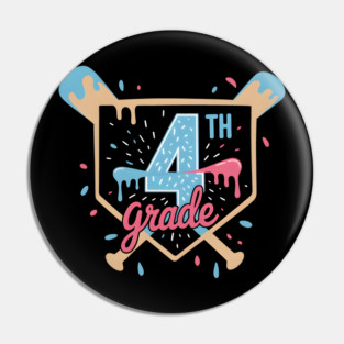 Kindergarten to 4th Grade Baseball Theme Back to School First Day Education Fun Design Pin