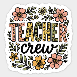 Teacher Crew Floral Leopard Print Design Magnet