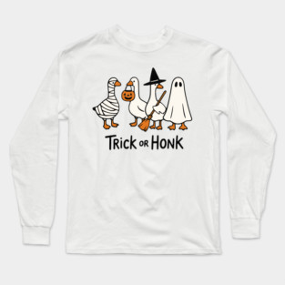 Trick or Honk Halloween Goose Design Long Sleeve T-Shirt