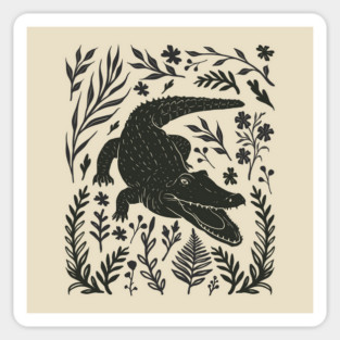 Linocut Alligator Sticker