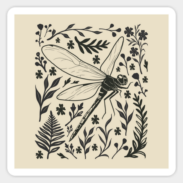Linocute Dragonfly Magnet by GoshWow®