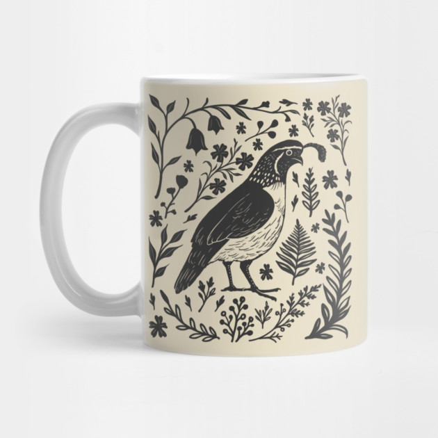 Linocut Quail by GoshWow®