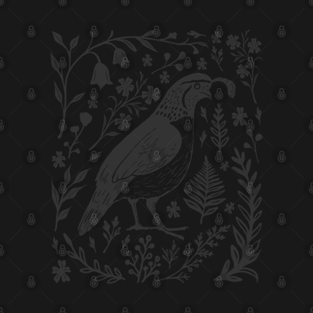 Linocut Quail by GoshWow®