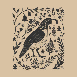 Linocut Quail T-Shirt