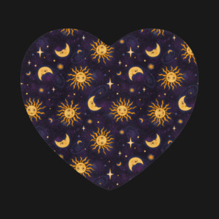 Celestial Whimsy Pattern Purple & Gold T-Shirt