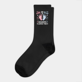 Pink or Blue Grandpa Loves You Gender Reveal Socks