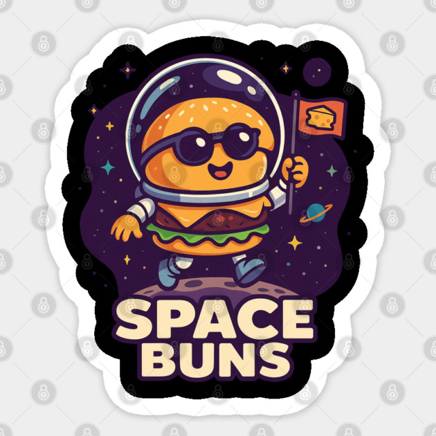 Space Buns  Funny Astronaut Burger in Space Design Sticker by Anne Lee