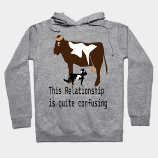 cat milks cow,this relationship is quite confusing, t shirt, coffee mug, hoodie, sticker, gift, cap Hoodie
