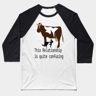 cat milks cow,this relationship is quite confusing, t shirt, coffee mug, hoodie, sticker, gift, cap Baseball T-Shirt