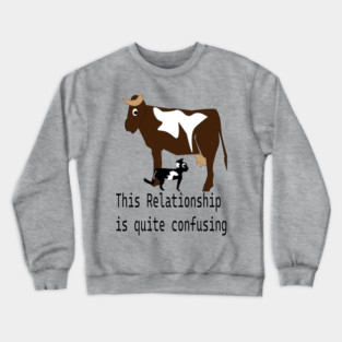 cat milks cow,this relationship is quite confusing, t shirt, coffee mug, hoodie, sticker, gift, cap Crewneck Sweatshirt