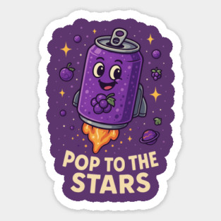 Pop to the Stars Cute Grape Soda Rocket Cartoon T Shirt Sticker