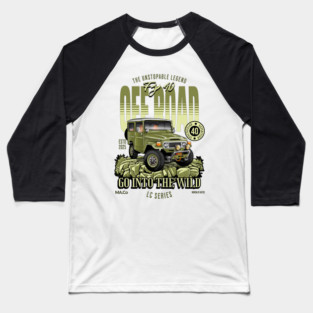 Classic Toyota FJ40 Illustration | Vintage Automotive Art Baseball T-Shirt