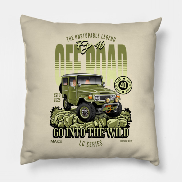 Classic Toyota FJ40 Illustration | Vintage Automotive Art Pillow by monsalveautos