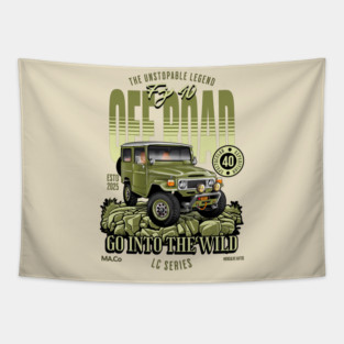 Classic Toyota FJ40 Illustration | Vintage Automotive Art Tapestry