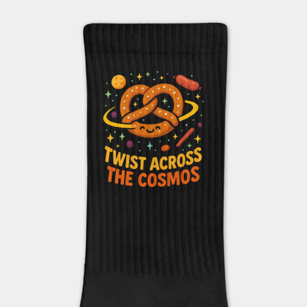 Twist Across the Cosmos Cute Pretzel Space Cartoon T Shirt by Anne Lee
