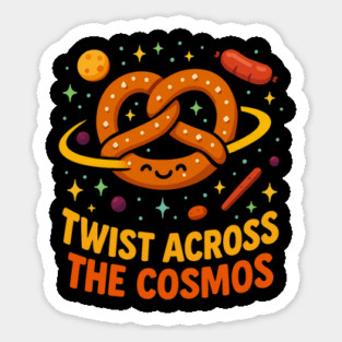 Twist Across the Cosmos Cute Pretzel Space Cartoon T Shirt Magnet