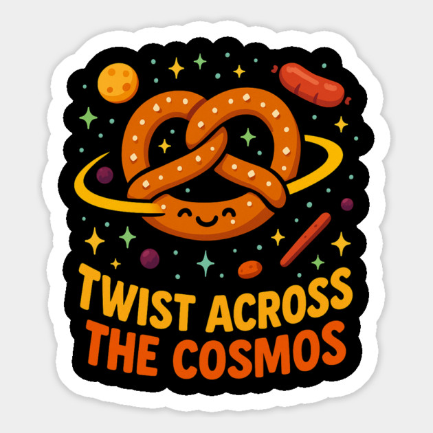 Twist Across the Cosmos Cute Pretzel Space Cartoon T Shirt Magnet by Anne Lee