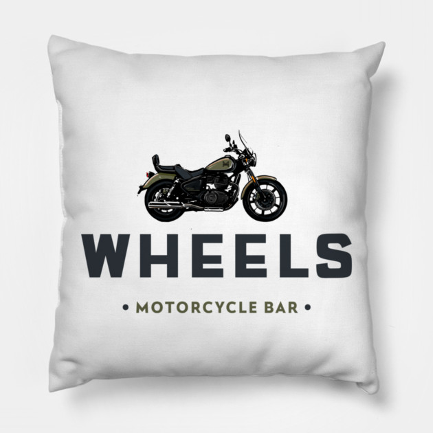 vintage wheels ROYAL ENFIELD SUPER METEOR 650 Pillow by monsalveautos