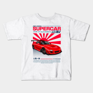 Mazda RX-7 JDM Art Print | Hand-Drawn for Car Enthusiasts | red Kids T-Shirt