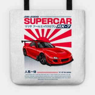 Mazda RX-7 JDM Art Print | Hand-Drawn for Car Enthusiasts | red Tote