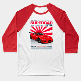 Mazda RX-7 JDM Art Print | Hand-Drawn for Car Enthusiasts | red Baseball T-Shirt
