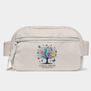 Child Abuse Awareness Ribbon Tree Bag