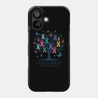 Child Abuse Awareness Ribbon Tree Phone Case