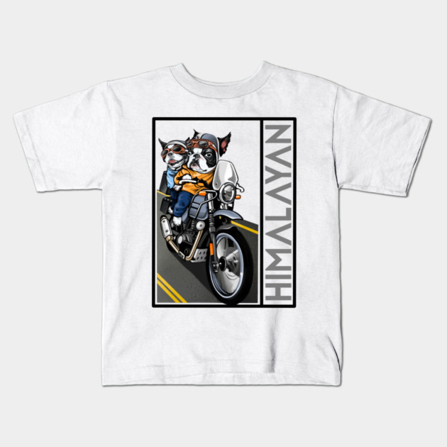 biker dog royal enfield himalayan Kids T-Shirt by monsalveautos