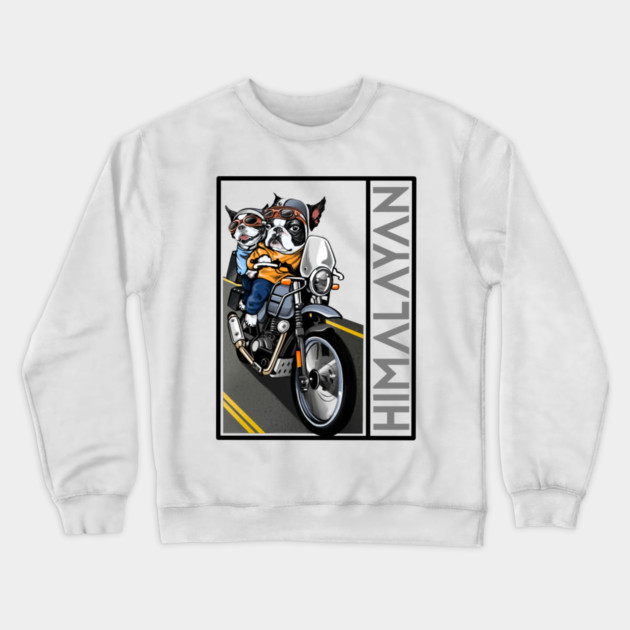 biker dog royal enfield himalayan Crewneck Sweatshirt by monsalveautos