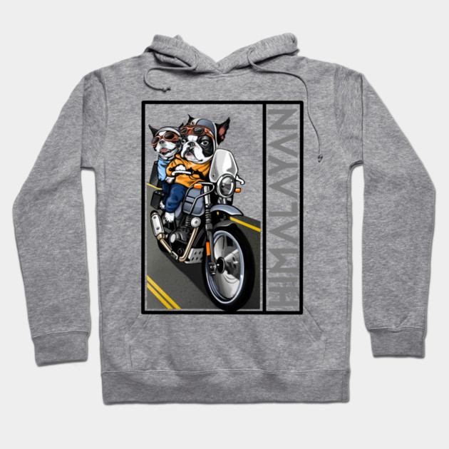 biker dog royal enfield himalayan Hoodie by monsalveautos