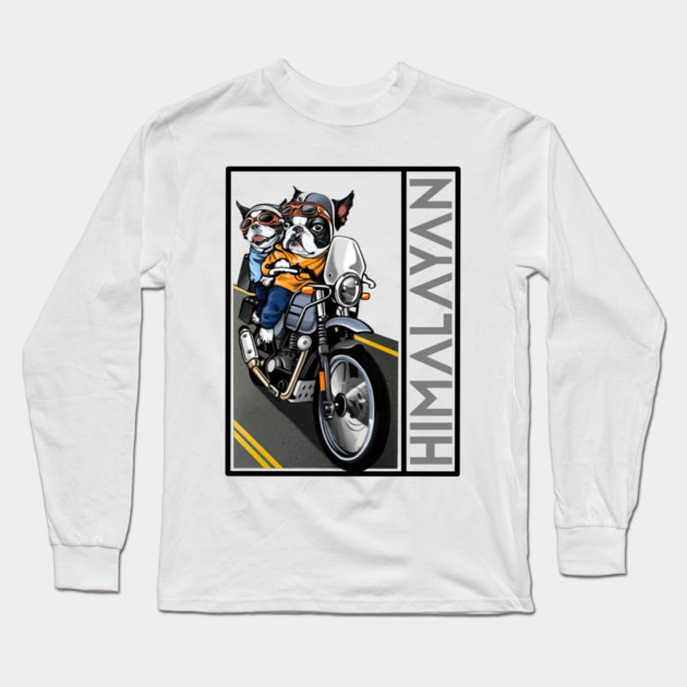 biker dog royal enfield himalayan Long Sleeve T-Shirt by monsalveautos