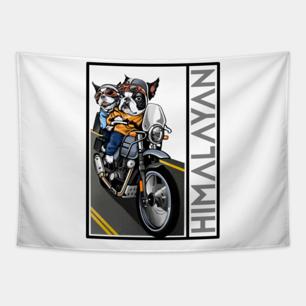 biker dog royal enfield himalayan Tapestry by monsalveautos