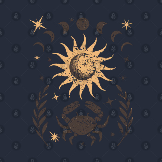 Vintage Celestial Cancer Zodiac for Astrology Lovers by TuncGK