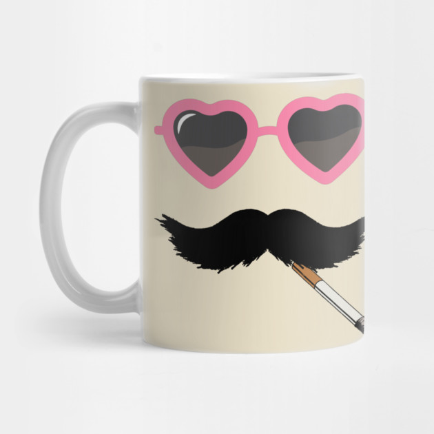 Funny Mustache and Heart Sunglasses Quirky Design by TuncGK