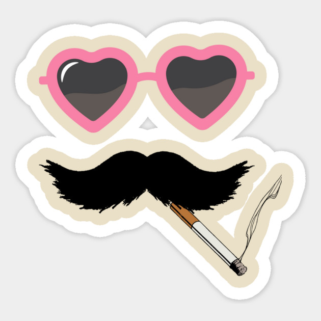 Funny Mustache and Heart Sunglasses Quirky Design Magnet by TuncGK