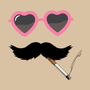Funny Mustache and Heart Sunglasses Quirky Design T-Shirt