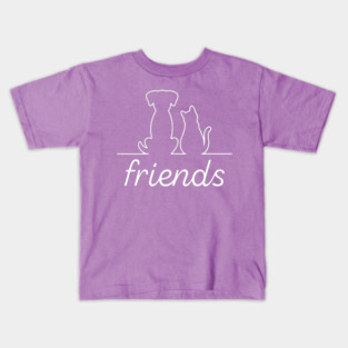 Minimalist Dog and Cat for Animal Lover Friends Kids T-Shirt
