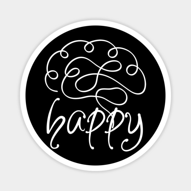 Happy Brain Abstract Doodle for Positive Thinking Magnet by TuncGK