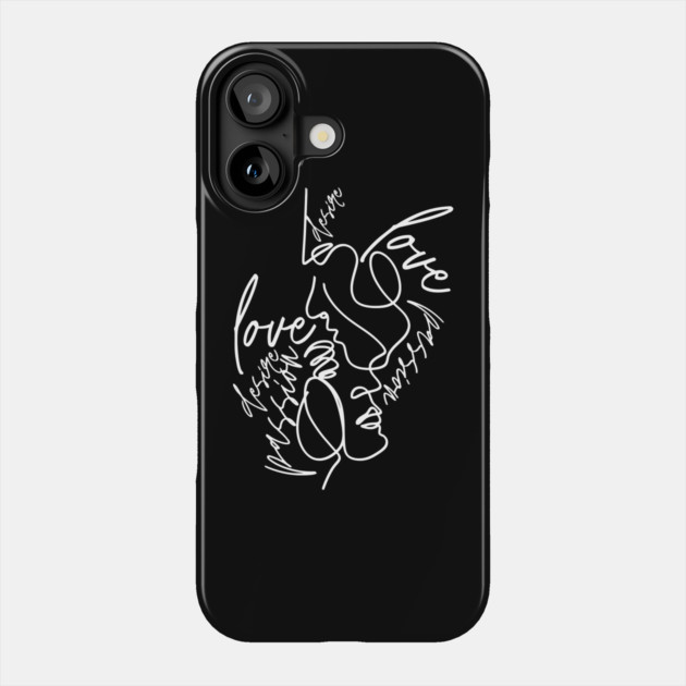 Abstract Love and Passion Faces One Line Art Phone Case by TuncGK