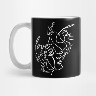 Abstract Love and Passion Faces One Line Art Mug