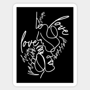 Abstract Love and Passion Faces One Line Art Sticker